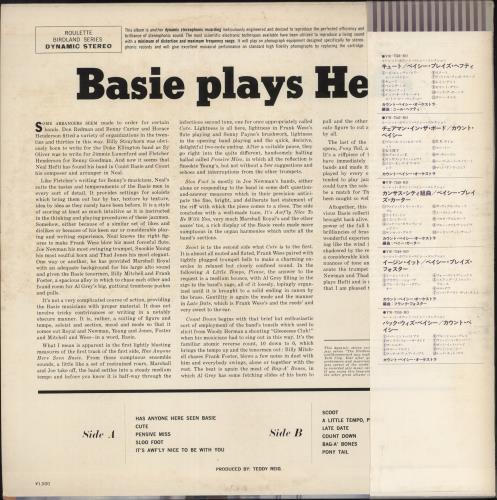 Count Basie Basie Plays Hefti vinyl LP album (LP record) Japanese CUILPBA883910