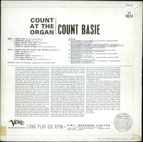 Count Basie Count At The Organ vinyl LP album (LP record) UK CUILPWI384800