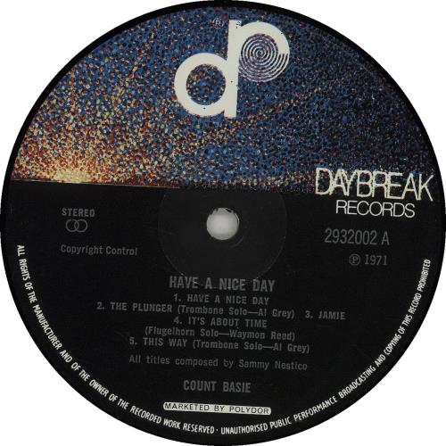 Count Basie Have A Nice Day vinyl LP album (LP record) UK CUILPHA384804