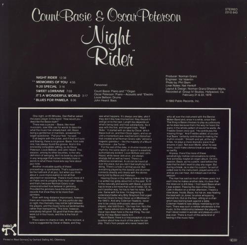 Count Basie Night Rider vinyl LP album (LP record) German CUILPNI819438
