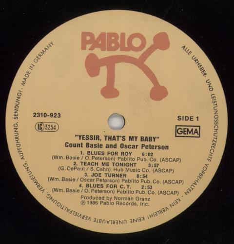 Count Basie Yessir, That's My Baby vinyl LP album (LP record) German CUILPYE433982