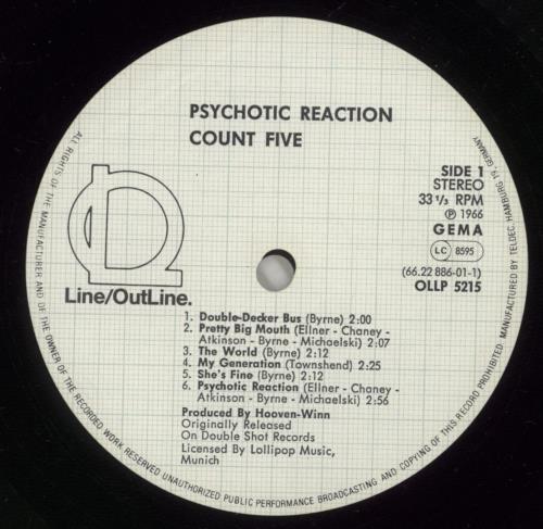 Count Five Psychotic Reaction vinyl LP album (LP record) German CT5LPPS885484