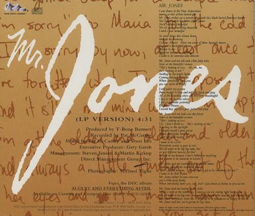 Counting Crows Mr Jones CD single (CD5 / 5") US CNTC5MR57372