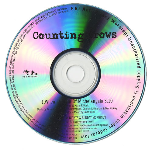 Counting Crows When I Dream Of Michelangelo CD-R acetate US CNTCRWH486593