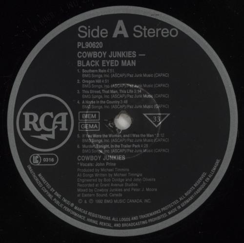 Cowboy Junkies Black Eyed Man vinyl LP album (LP record) German COWLPBL495323