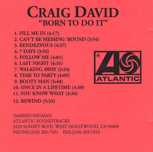 Craig David Born To Do It CD-R acetate US CDVCRBO179951