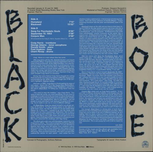 Craig Harris Black Bone vinyl LP album (LP record) Italian QZBLPBL704852