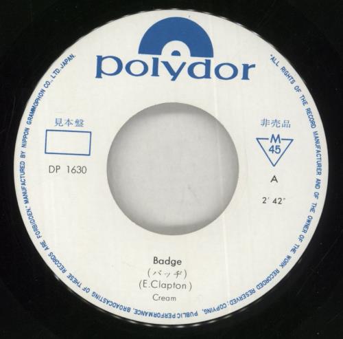 Cream Badge - Promo 7" vinyl single (7 inch record / 45) Japanese CRM07BA857526