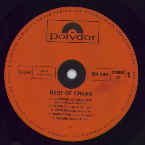 Cream Best Of Cream vinyl LP album (LP record) German CRMLPBE826221