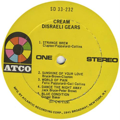 Cream Disraeli Gears - 2nd vinyl LP album (LP record) US CRMLPDI357063