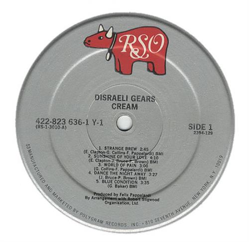 Cream Disraeli Gears vinyl LP album (LP record) US CRMLPDI370190
