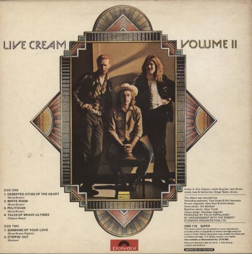 Cream Live Cream Volume II vinyl LP album (LP record) UK CRMLPLI210473