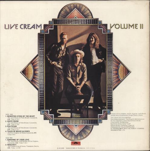 Cream Live Cream Volume II vinyl LP album (LP record) Japanese CRMLPLI880558