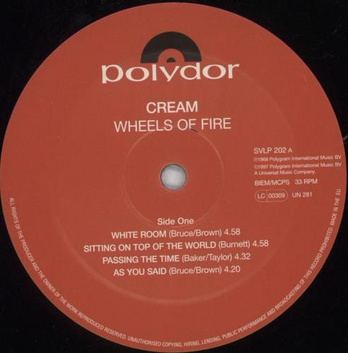 Cream Wheels Of Fire - 180gm 2-LP vinyl record set (Double LP Album) UK CRM2LWH821547