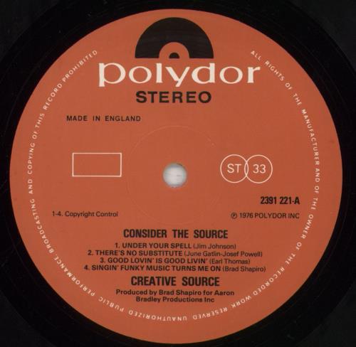 Creative Source Consider The Source vinyl LP album (LP record) UK CXQLPCO856388