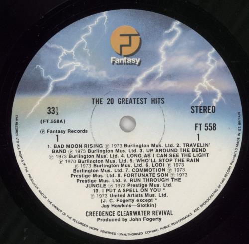 Creedence Clearwater Revival 20 Greatest Hits vinyl LP album (LP record) UK CCLLPGR455482