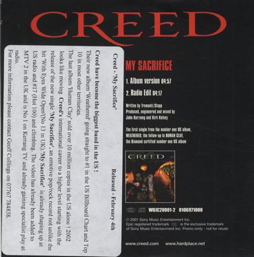 Creed My Sacrifice CD single (CD5 / 5") Austrian E-DC5MY206451