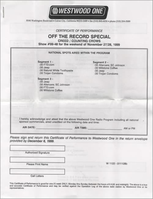 Creed Off The Record Special CD album (CDLP) US E-DCDOF273860