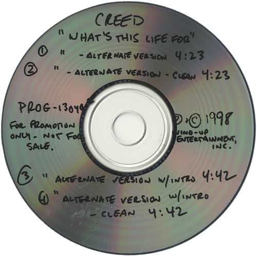 Creed What's This Life For CD single (CD5 / 5") US E-DC5WH453635