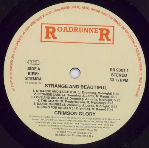Crimson Glory Strange And Beautiful vinyl LP album (LP record) UK G9ILPST830258