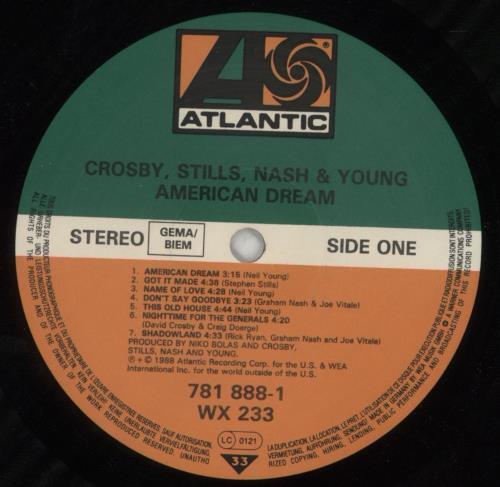 Crosby, Stills, Nash & Young American Dream vinyl LP album (LP record) UK CSNLPAM313995
