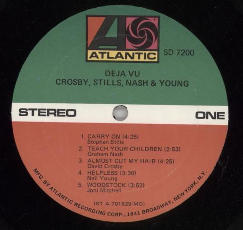 Crosby, Stills, Nash & Young D�j� Vu + RIAA Sticker vinyl LP album (LP record) US CSNLPDJ297953