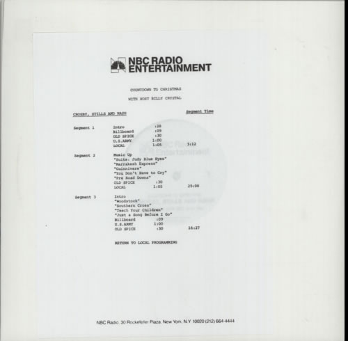 Crosby, Stills & Nash Countdown To Christmas vinyl LP album (LP record) US NOYLPCO604302