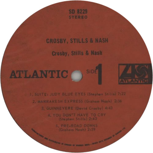 Crosby, Stills & Nash Crosby Stills & Nash + lyric insert vinyl LP album (LP record) Canadian NOYLPCR72919