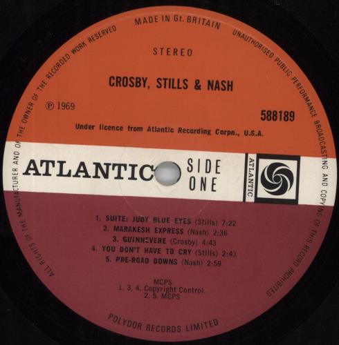 Crosby, Stills & Nash Crosby, Stills & Nash - 1st EX + Insert - Revised Catalogue Number Sticker Sleeve vinyl LP album (LP record) UK NOYLPCR823269