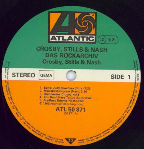 Crosby, Stills & Nash Crosby, Stills & Nash vinyl LP album (LP record) German NOYLPCR781500