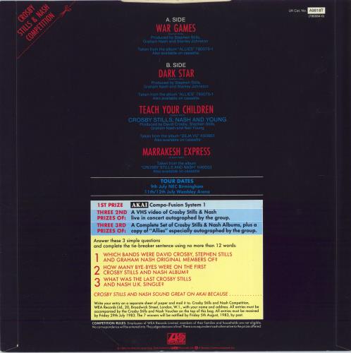 Crosby, Stills & Nash War Games - Test Pressing 12" vinyl single (12 inch record / Maxi-single) UK NOY12WA775376