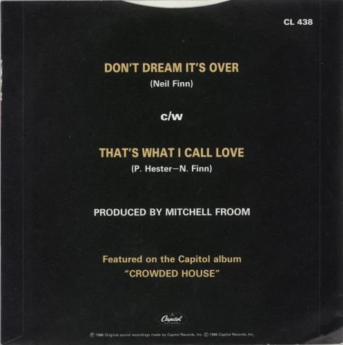 Crowded House Don't Dream It's Over 7" vinyl single (7 inch record / 45) UK CRD07DO07544