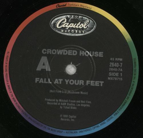 Crowded House Fall At Your Feet 7" vinyl single (7 inch record / 45) Australian CRD07FA864576