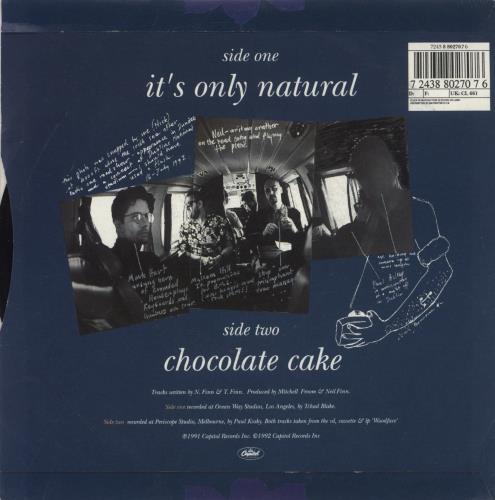 Crowded House It's Only Natural 7" vinyl single (7 inch record / 45) UK CRD07IT50785