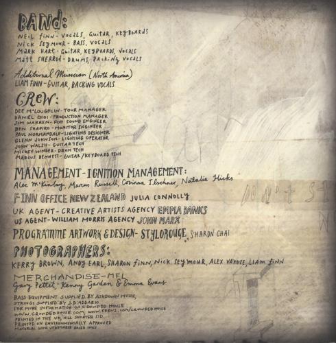 Crowded House Live On Earth Tour Programme tour programme UK CRDTRLI424078