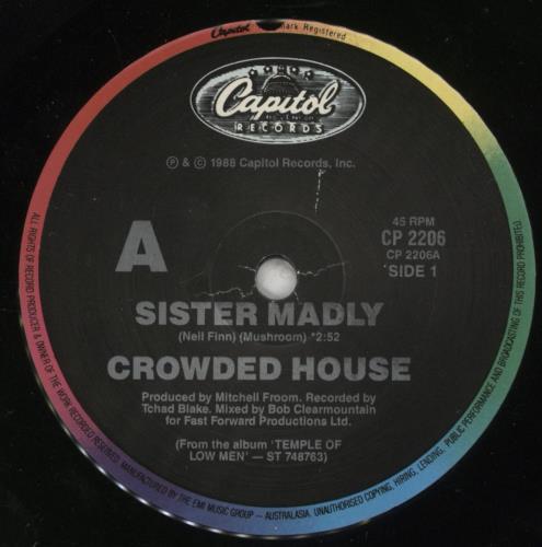 Crowded House Sister Madly 7" vinyl single (7 inch record / 45) Australian CRD07SI864467