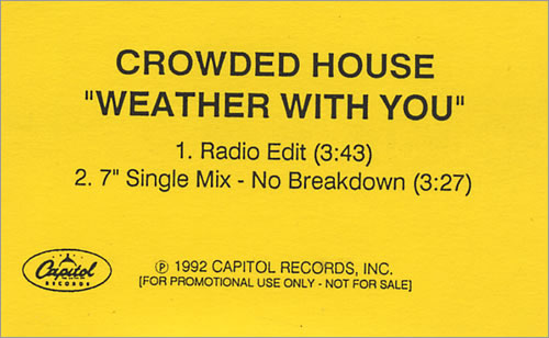 Crowded House Weather With You cassette single US CRDCSWE404056