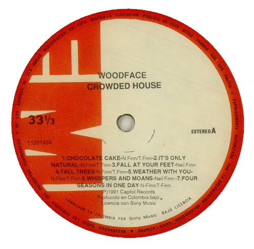 Crowded House Woodface vinyl LP album (LP record) Colombian CRDLPWO264066