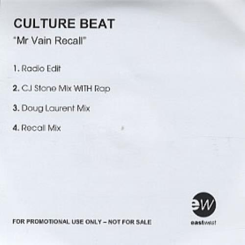 Culture Beat Mr Vain Recall CD-R acetate UK CUBCRMR254314