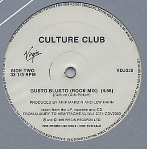 Culture Club Gusto Blusto 12" vinyl single (12 inch record / Maxi-single) Canadian CUL12GU154416
