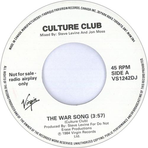 Culture Club The War Song 7" vinyl single (7 inch record / 45) Canadian CUL07TH154431
