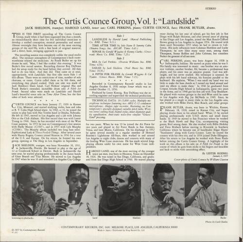 Curtis Counce Landslide vinyl LP album (LP record) Japanese CU-LPLA876165