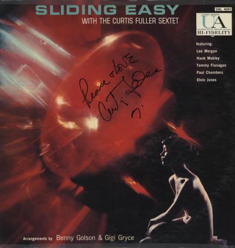 Curtis Fuller Sliding Easy - Autographed vinyl LP album (LP record) US CFULPSL384751