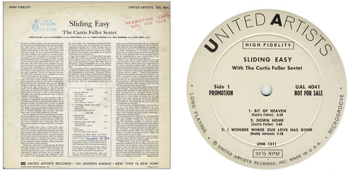 Curtis Fuller Sliding Easy - Autographed vinyl LP album (LP record) US CFULPSL384751