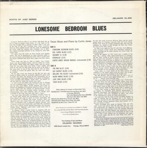 Curtis Jones Lonesome Bedroom Blues vinyl LP album (LP record) US CJZLPLO864949