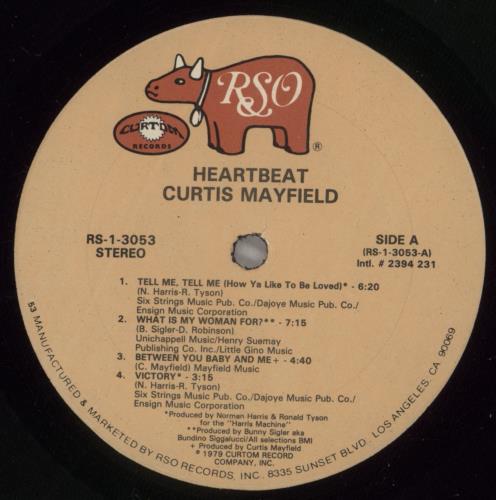 Curtis Mayfield Heartbeat vinyl LP album (LP record) US CMALPHE890070