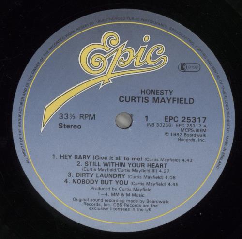 Curtis Mayfield Honesty vinyl LP album (LP record) UK CMALPHO542968