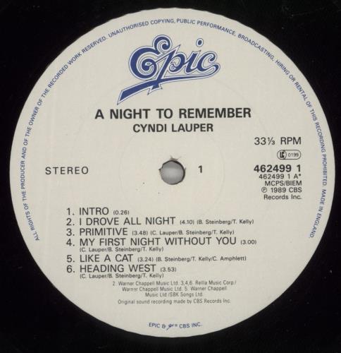 Cyndi Lauper A Night To Remember - Shrink vinyl LP album (LP record) UK LAULPAN874327