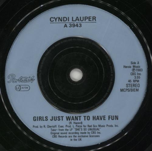 Cyndi Lauper Girls Just Want To Have Fun - P/S - Inj 7" vinyl single (7 inch record / 45) UK LAU07GI39379