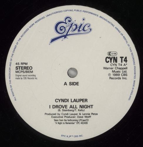 Cyndi Lauper I Drove All Night 12" vinyl single (12 inch record / Maxi-single) UK LAU12ID07049